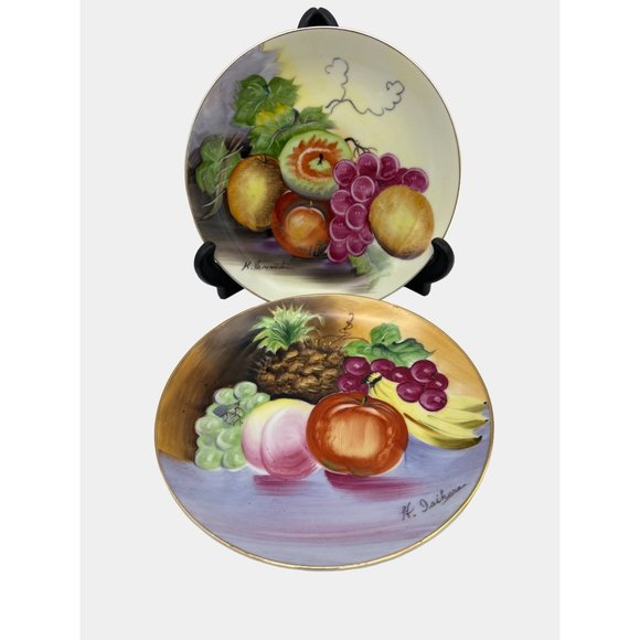 Vintage Hand Painted Porcelain Plates w/ Fruit Designs Yamauchi & Isihara 7.5" - Picture 1 of 8